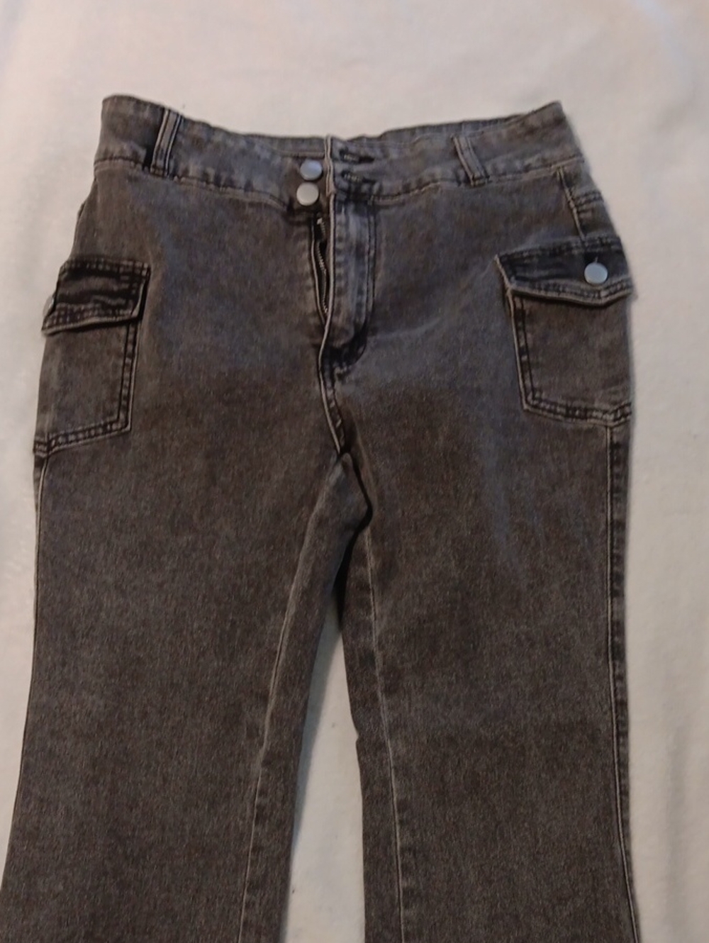 Womens Casual Gray Flare Jeans